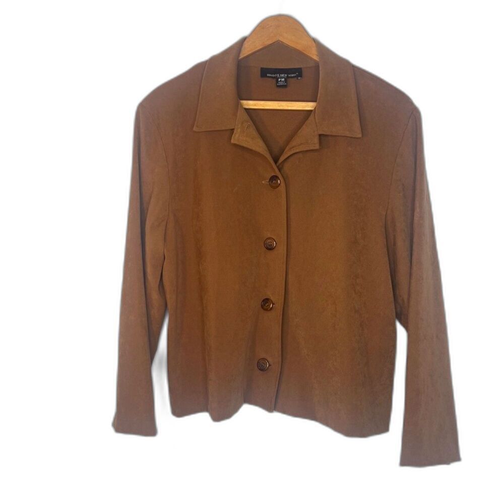 Briggs New Yorkβ Faux Suede Lightweight Shirt Cardigan Size PM Neutral Layering
